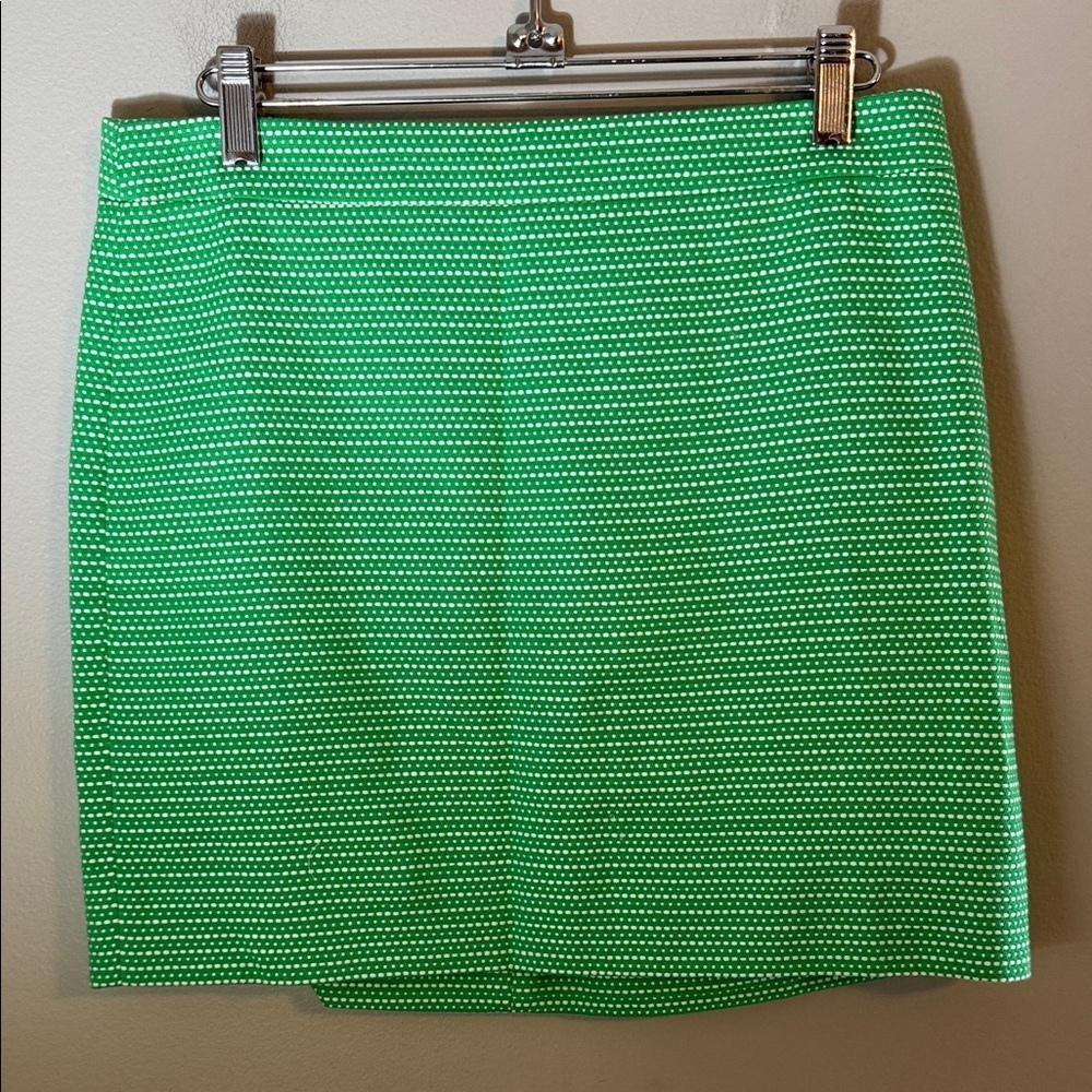 J. Crew Factory Green Mini Skirt with White Dot Texture